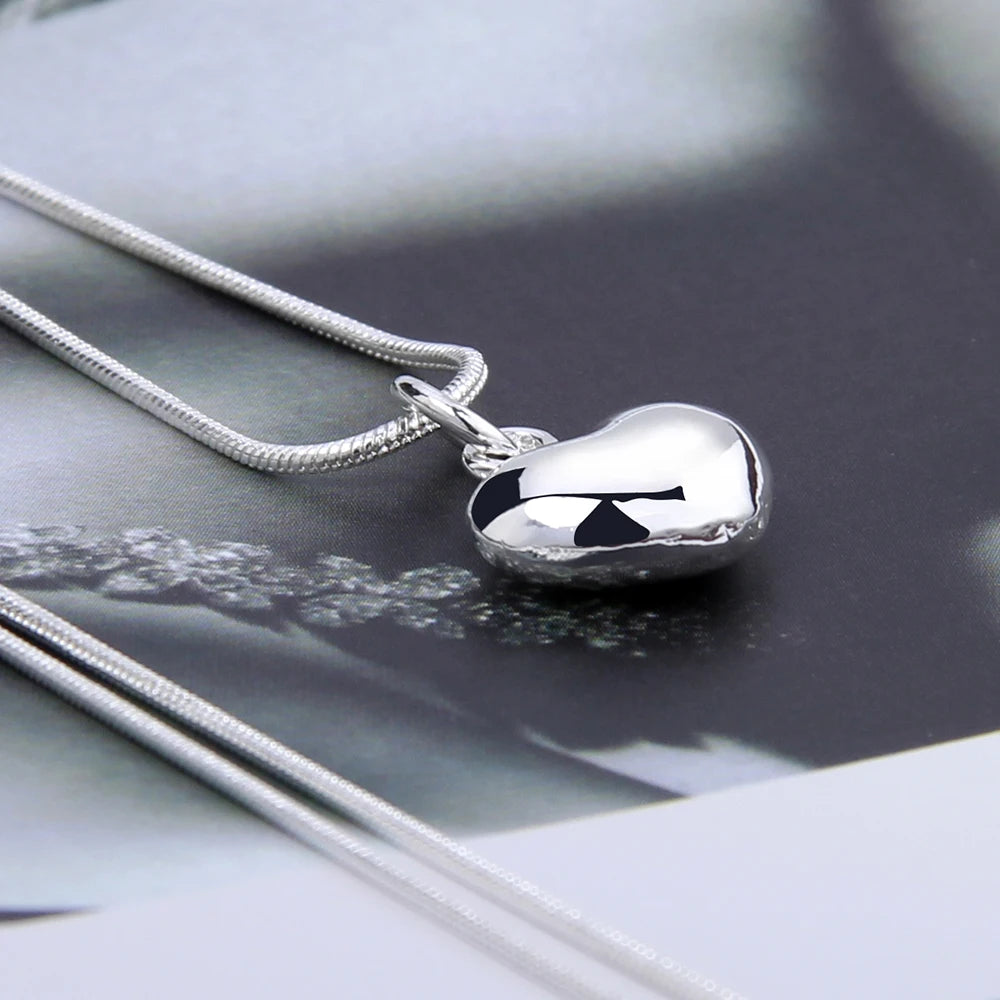 DOTEFFIL 925 Sterling Silver Solid Small Heart Pendant Necklace 16-30 Inch Snake Chain Wedding Charm Fashion Jewelry