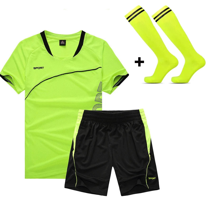 Adult Children Football Jerseys Men Boys Girls Student Soccer Sets Short Sports Kid Uniforms Fitness Socks Tracksuit Suits 02