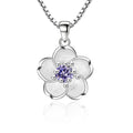 925 Sterling Silver Pink Purple Peach Blossom Necklaces For Women Luxury Designer Jewelry Accessories Wholesale Jewellery