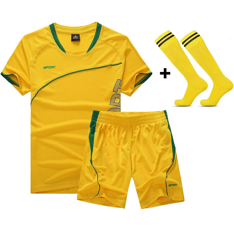 Adult Children Football Jerseys Men Boys Girls Student Soccer Sets Short Sports Kid Uniforms Fitness Socks Tracksuit Suits 02