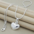 DOTEFFIL 925 Sterling Silver Solid Small Heart Pendant Necklace 16-30 Inch Snake Chain Wedding Charm Fashion Jewelry