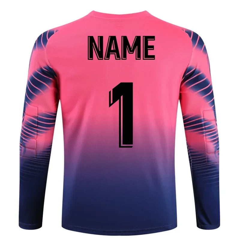 Custom Men Football Goalkeeper Uniforms Suit Adult Kids Jerseys Sets Long Sleeve Protective Sponge Soccer Shirt Pants Sports