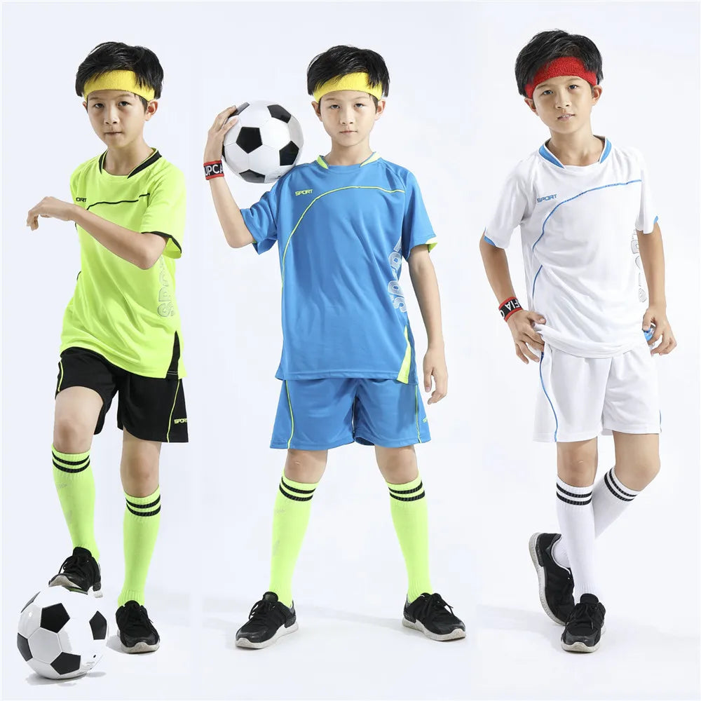 Adult Children Football Jerseys Men Boys Girls Student Soccer Sets Short Sports Kid Uniforms Fitness Socks Tracksuit Suits 02
