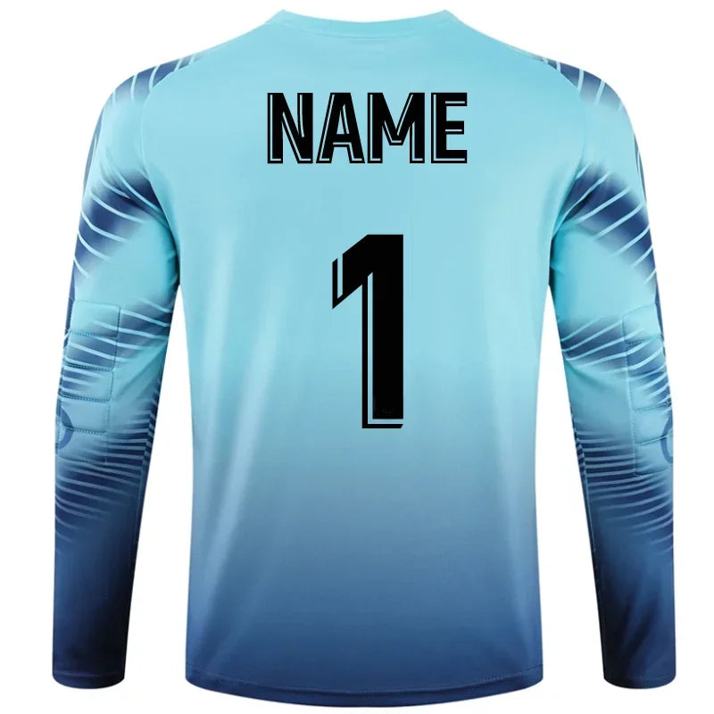 Custom Men Football Goalkeeper Uniforms Suit Adult Kids Jerseys Sets Long Sleeve Protective Sponge Soccer Shirt Pants Sports