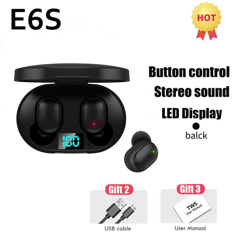 A6S TWS Earbuds Wireless Bluetooth Headset Touch Control Earphone With HD Mic Headphones Sports Waterproof Earphones For iPhone