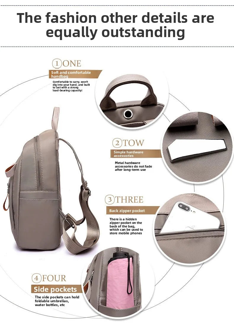 The new Oxford waterproof and wear-resistant travel backpack is simple, versatile and has a large capacity for women
