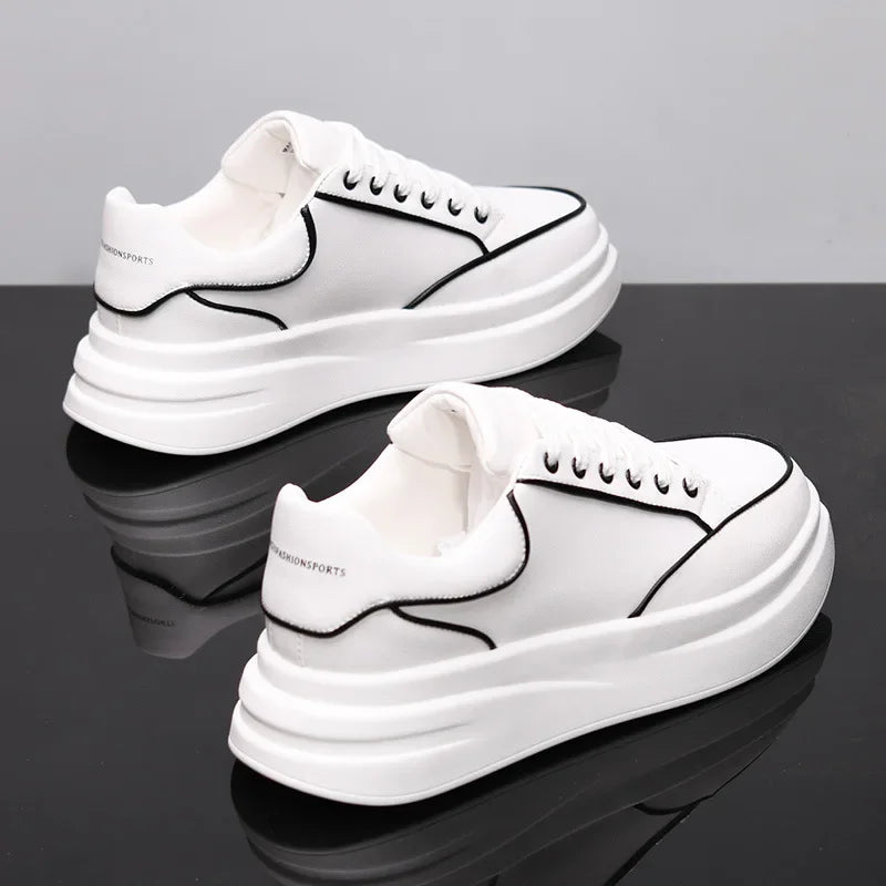 Women's Men's Sneakers Casual Sports Shoes Lightweight PU Leather Breathable Shoe Mens Flat White Tenis Shoes Zapatillas Hombre