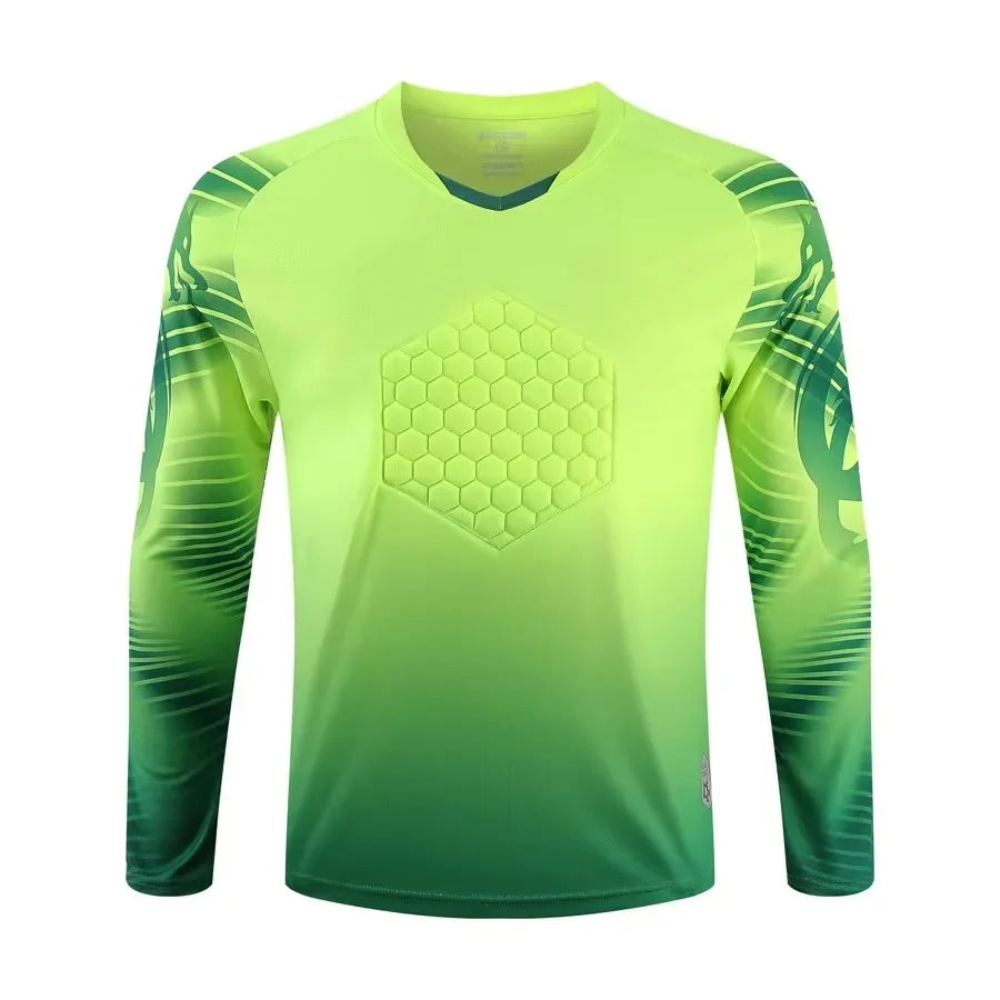 Custom Men Football Goalkeeper Uniforms Suit Adult Kids Jerseys Sets Long Sleeve Protective Sponge Soccer Shirt Pants Sports