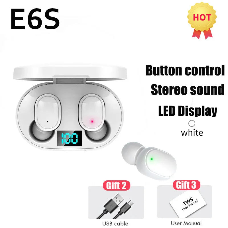 A6S TWS Earbuds Wireless Bluetooth Headset Touch Control Earphone With HD Mic Headphones Sports Waterproof Earphones For iPhone