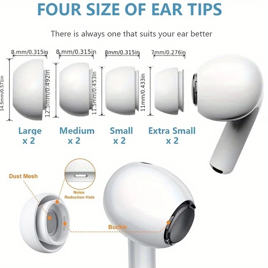 4 Pairs Liquid Silicone Ear Tips for Airpods Pro 1 2 Noise Reduction Pad Earplugs Ear Caps Comes with Cleaning Pen