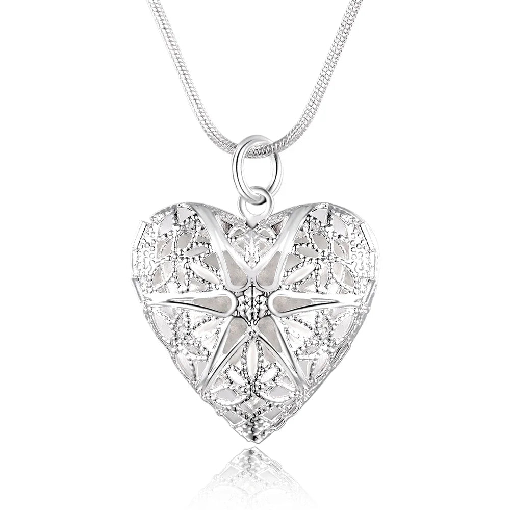 Hot 925 Sterling Silver Photo Frame Pendant Necklace 18/20/22/24 Inch ...
