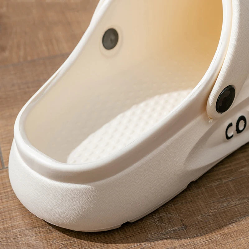 Women's Men's Slippers Summer Anti-Slip Couple Hollow Covered Toe Indoor Outdoor Casual Thick Bottom Sandals for Home Adults