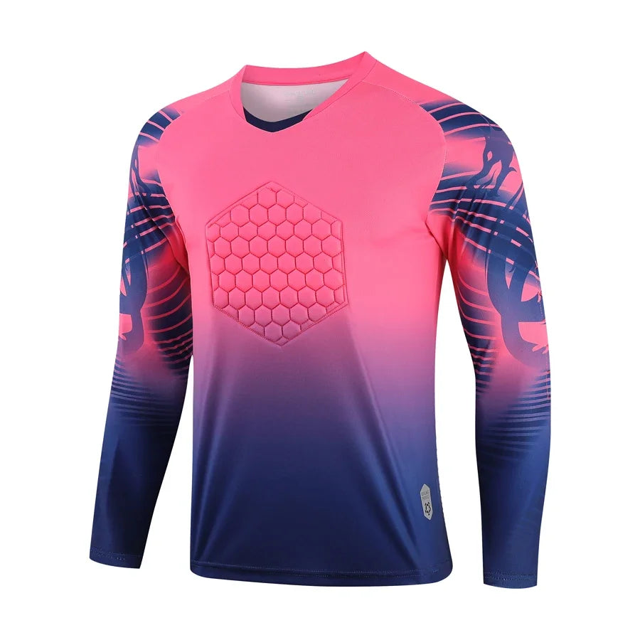 Custom Men Football Goalkeeper Uniforms Suit Adult Kids Jerseys Sets Long Sleeve Protective Sponge Soccer Shirt Pants Sports