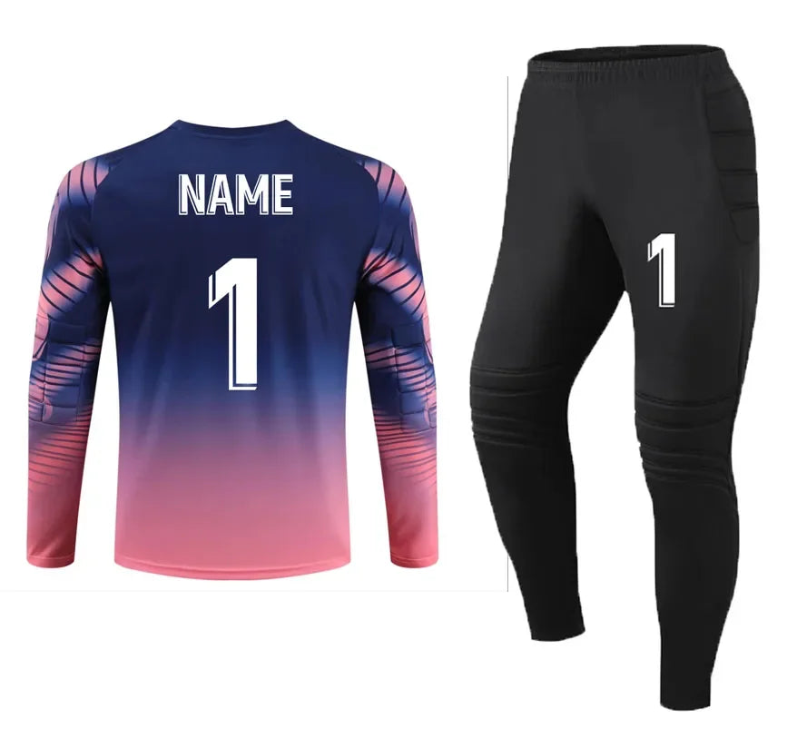 Custom Men Football Goalkeeper Uniforms Suit Adult Kids Jerseys Sets Long Sleeve Protective Sponge Soccer Shirt Pants Sports