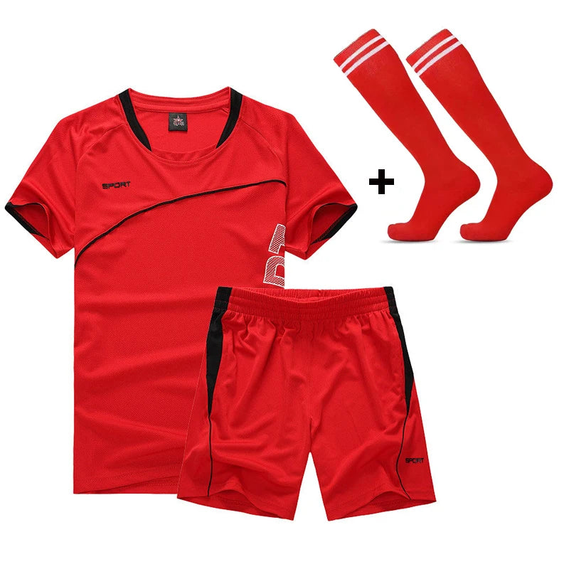 Adult Children Football Jerseys Men Boys Girls Student Soccer Sets Short Sports Kid Uniforms Fitness Socks Tracksuit Suits 02