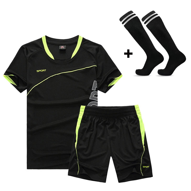 Adult Children Football Jerseys Men Boys Girls Student Soccer Sets Short Sports Kid Uniforms Fitness Socks Tracksuit Suits 02