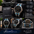 Reloj Kenneth Cole New York para Hombre – Acero Inoxidable, Esfera Negra y Detalles Azul